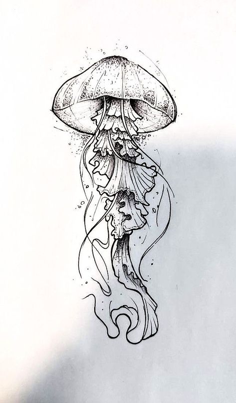 Tato Suku, Jellyfish Drawing, Letter Tattoo, Jellyfish Tattoo, Ocean Tattoos, Jellyfish Art, More Tattoo, Výtvarné Reference, Tattoo Portfolio