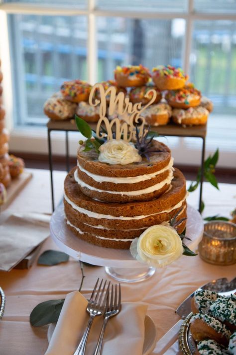 Non-traditional wedding cake at a Northern Michigan wedding. Tiered wedding cookie cake. Gluten and dairy free for the bride! Cookie Wedding Cake Stacked, Tiered Cookie Cake Wedding, Cookie Cake Wedding Cakes, Cookie Cake Wedding, Non Traditional Wedding Cakes, Wedding Cookie Cake, Cookie Wedding Cake, Cookie Bar Wedding, Pie Wedding Cake