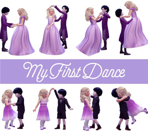 My First Dance Poses : | Atashi77 on Patreon Sims 4 Couple Poses, Dancing Poses, Toddler Poses, 4 Poses, Sims 4 Children, The Sims 4 Packs, 4 Characters, Boris Vallejo, Sims 4 Teen