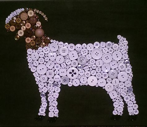 Boer Goat Button Art- Sienna Summit Boer Goats #buttonart #goat Goat Art, Boer Goats, Arts And Crafts For Adults, Arts And Crafts For Teens, Arts And Crafts Furniture, Farm Crafts, Arts And Crafts House, Art And Craft Videos, Fair Projects