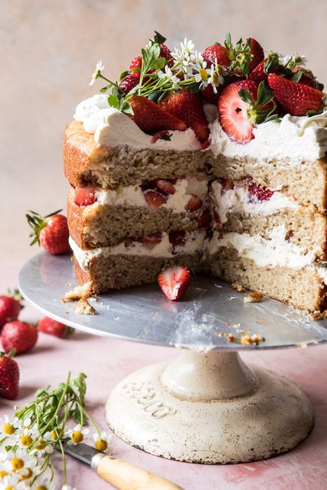 Strawberry Chamomile Naked Cake | halfbakedharvest.com #cake #spring #strawberry #recipes #easter Half Baked Harvest, Cake Boss, Food Cakes, On The Top, Sweets Treats, Let Them Eat Cake, No Bake Desserts, Just Desserts, Scones