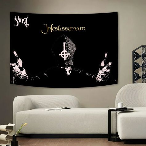 Ghost Tapestry Bring the spirit of rock and metal into your space with this Ghost Tapestry, designed for true fans of underground metal, pop, and rock music. Crafted from 100% polyester, this durable tapestry showcases your favorite music genre in a unique way, perfect for hanging in bedrooms, living rooms, or music studios. The customizable design allows you to tailor the banner to your personal style, making it an ideal piece for music lovers. Featuring vibrant colors and striking artwork, thi Music Studios, Music Genre, Pop Singers, Guinea Bissau, British Indian Ocean Territory, Gift Collections, Rock Music, Music Lovers, Caribbean Netherlands