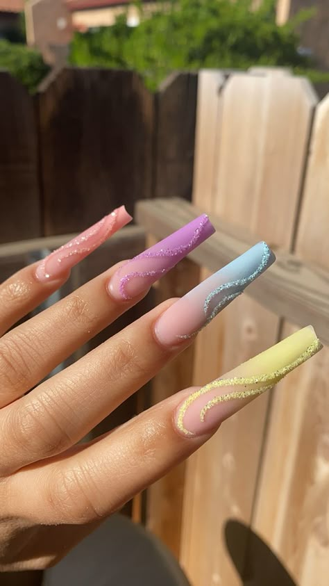 Acrylic Nails Nude, Plaid Nails, Ombre Acrylic Nails, Simple Acrylic Nails, Glow Nails, Dope Nail Designs, Long Acrylic Nails Coffin, Acrylic Nails Coffin Pink, Long Square Acrylic Nails