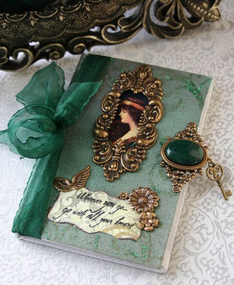 Altered journal Victorian Books, Cover Journal, Victorian Garden, Fabric Journals, Album Scrapbooking, Witchy Decor, Mini Journal, Vintage Junk Journal, Vintage Journal