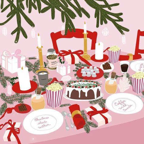 Christmas Packaging Illustration, Winter Holiday Illustration, Christmas Theme Illustration, Christmas Table Illustration, Christmas Food Illustration, Christmas Card Illustration Design, Christmas Dinner Illustration, December Illustration, Noel Illustration