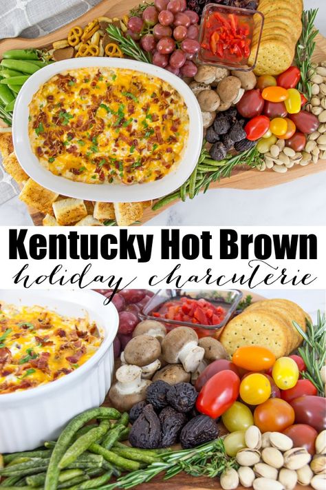 Derby Charcuterie Board, Kentucky Hot Brown Dip, Hot Brown Dip, Holiday Charcuterie Board, Derby Party Food, Holiday Charcuterie, Kentucky Hot Brown, Kentucky Derby Party Food, Favorite Christmas Recipes