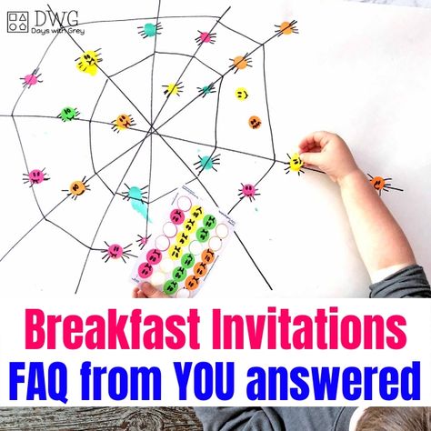 Your Breakfast Invitations Questions Are Answered!  — Days With Grey Preschool Halloween Games, Peaceful Preschool, Halloween Activities Preschool, I Love School, Halloween Party Snacks, Halloween Activity, Halloween Preschool, Invitation To Play, Toddlers And Preschoolers