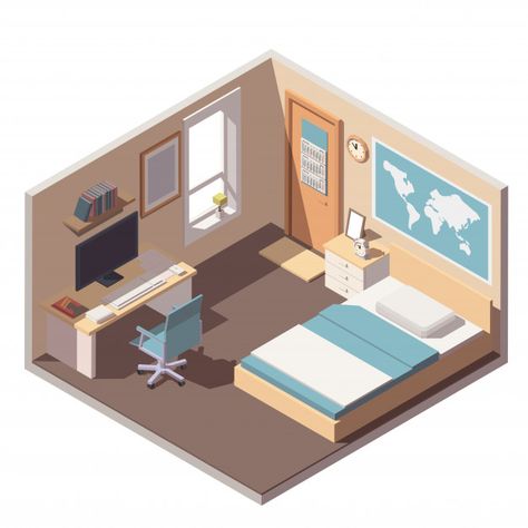 Teenager or student room interior icon w... | Free Vector #Freepik #freevector #freewood #freehouse #freeicon #freecomputer Student Room Interior, Student Room Design, Student Room Ideas, 3d Pokemon, Student Bedroom, 달력 디자인, 3d Room, Student Room, Desk Computer