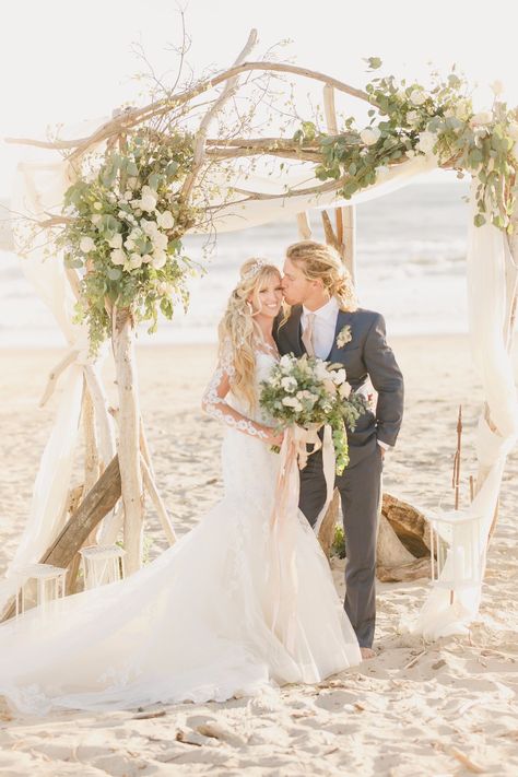 Elegant English Garden Wedding Meets Sun Soaked California Beaches Carpinteria California, Destination Wedding Ireland, Driftwood Wedding, Grounded Floral Arches Beach, Santa Barbara Wedding Venue, Beach Wedding Ideas, Beach Club Wedding, Holly Wedding, English Garden Wedding