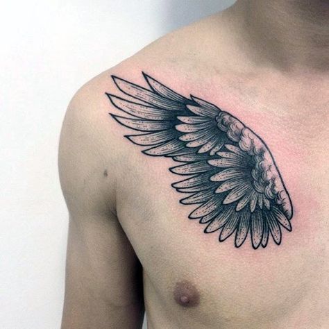 40 Wing Chest Tattoo Designs For Men - Freedom Ink Ideas Chest Tattoo Angel, Angel Wings Chest Tattoo, Chest Tattoo With Meaning, Chest Tattoo Wings, Tattoo Breast, Eagle Wing Tattoos, Wing Tattoo Designs, Men Tattoos, Angel Wings Tattoo