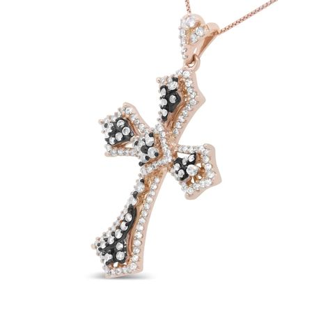 14K Rose Gold and Black Rhodium 1.0 Cttw Diamond Ornate Vintage St. James Budded Cross Pendant 18" Necklace - (Brown/H-I Color, SI1-SI2 Clarity) https://www.jaaziintl.com/products/14k-rose-gold-and-black-rhodium-1-0-cttw-diamond-ornate-vintage-st-james-budded-cross-pendant-18-necklace-brown-h-i-color-si1-si2-clarity Jaazi Intl #Hot Diamond Cross Pendants, St James, Diamond Cross, Black Rhodium, Cross Pendant Necklace, Diamond Design, Diamond Cluster, Vintage Diamond, Box Chain