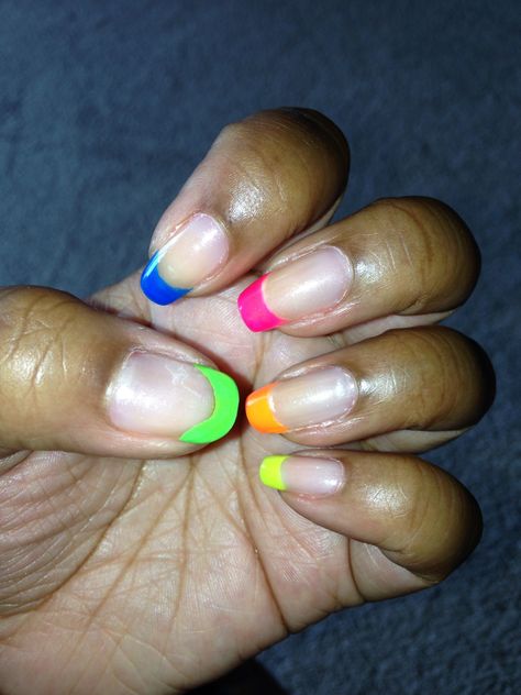 Rainbow Tips Rainbow Nails With Rhinestones, Rainbow Tips, Nails With Rhinestones, Rainbow Nails, I Love Nails, Rhinestone Nails, Love Nails, Fun Nails, Nail Designs