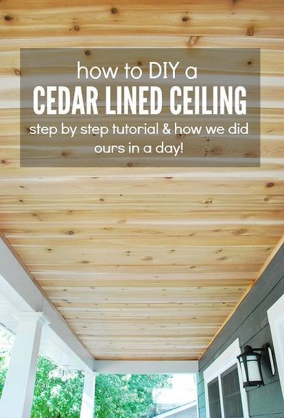 how to a diy cedar lined porch ceiling, diy, how to, porches, wall decor, woodworking projects Porch Remodel, Plank Ceiling, Porch Ceiling, House With Porch, Decks And Porches, Remodel Bedroom, Porch Patio, Craftsman Style, Outdoor Projects