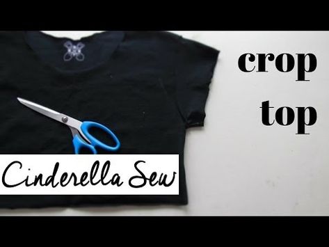 Cinderella Sew Cut Tshirt Diy Crop Top, Ways To Crop A Shirt, Crop A Shirt, Crop Top Diy Tutorial, Cut A Shirt, Crop Top Tutorial, Cut Tshirt Diy, Distressed Tshirt Diy, Crop Top Men