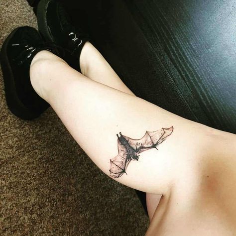 20+ Cool Bat Tattoos and Their Meanings Gothic Bat Tattoo, Wings People, Cats With Wings, Bat Tattoos, Tattoos And Their Meanings, Flying Tattoo, Tattoo Thigh, Bat Flying, Bat Tattoo