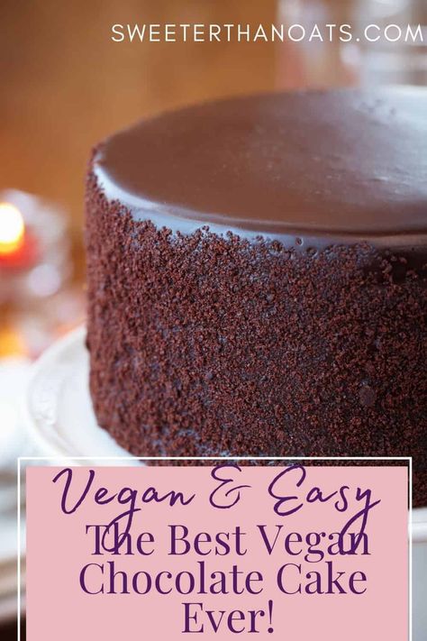 Vegan Chocolate Cake pin Vegan Black Cake Recipe, Moist Vegan Chocolate Cake, Vegan Recipes Cake, Birthday Cake Vegan, Best Vegan Chocolate Cake, Vegan Bakes, Vegan Chocolate Frosting, Vegan Chocolate Cake Recipe, Vegan Birthday