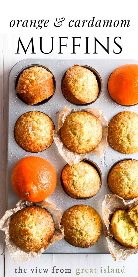 Cardamom Muffins, Orange Cardamom, The View From Great Island, Muffin Recipe, Baking Sweets, Muffin Tin, Orange Zest, Breakfast Brunch Recipes, Breakfast Casserole