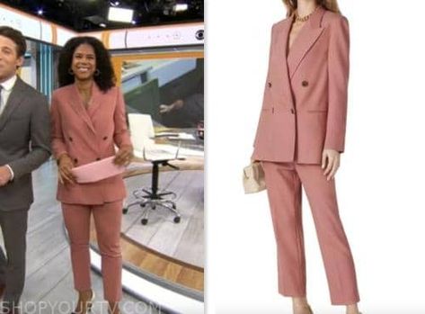 CBS Mornings: June 2023 Adriana Diaz's Pink Double Breasted Blazer and Pant Suit Check more at https://www.shopyourtv.com/cbs-mornings-june-2023-adriana-diazs-pink-double-breasted-blazer-and-pant-suit/ Pantsuits For Women, Double Breasted Blazer, Double Breasted, Blazer, Pants, Pink