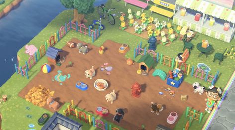 Animal Crossing Dog Park, Acnh Dog Park, Animal Crossing Dog, Acnh Builds, Acnh Kidcore, Animal Crossing Memes, Animal Crossing Wild World, Acnh Ideas, Acnh Inspo