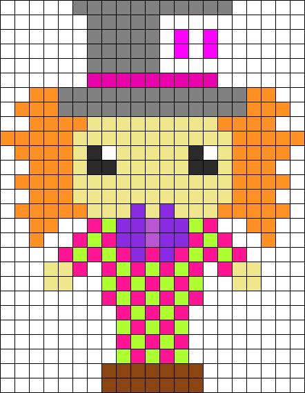 Hatter Perler Bead Pattern / Bead Sprite Alice In Wonderland Cross Stitch, Perler Beads Ideas, Hama Art, Kandi Cuffs, Drawing Patterns, Crochet Graphs, Perler Ideas, Fuse Bead Patterns, Beads Design