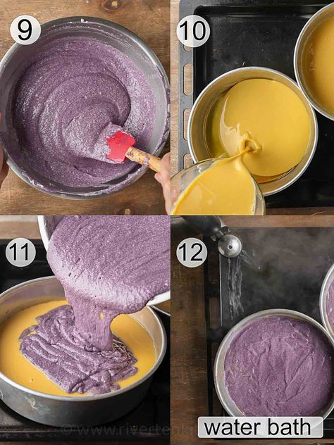 Easy Ube Flan Cake Ube Flan Cake, Taro Desserts, Ube Flan Cake Recipe, Ube Roll Cake Recipe, Ube Leche Flan Cake, Leche Flan Cake Recipe, Ube Flan, Filipino Merienda, Ube Desserts