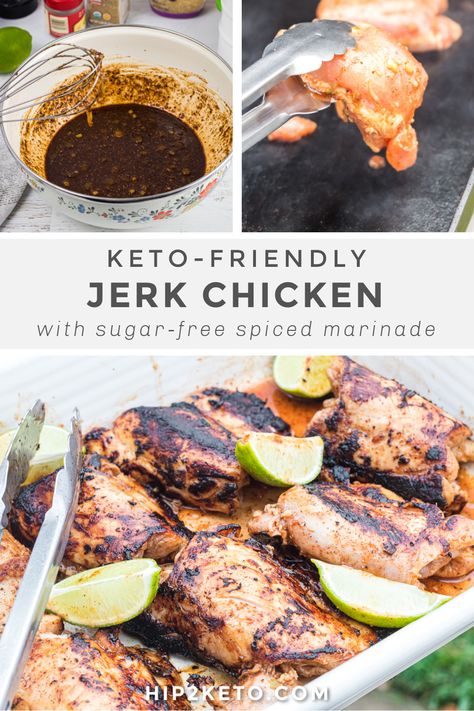 Want to kick your chicken dinner up a notch? Our flavorful keto-friendly jerk chicken recipe is made with a sweet spiced sugar-free marinade. #keto #lowcarb #sugarfree #jerkchicken #recipes #ketorecipes #chickenrecipes #ketojerkchicken #grilledchicken Keto Chicken Marinades, Keto Jerk Chicken, Keto Marinades Chicken, Low Carb Marinades, Sugar Free Chicken Marinade, Keto Marinades, Keto Chicken Marinade, Jerk Chicken Breast, Vacation Dinners