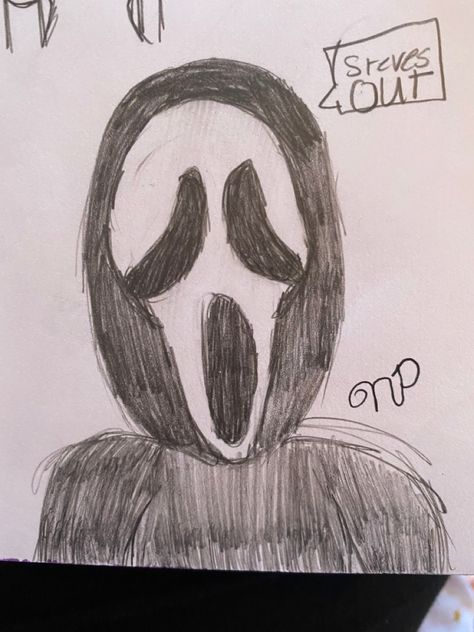 Ghost Face Cartoon Art, Cute Ghost Face Drawing, Ghost Face Drawing Sketch, Drawings Of Ghost Face, Ghost Face Drawing Easy, Face Sketch, Ghost Faces, School Life, Love Drawings