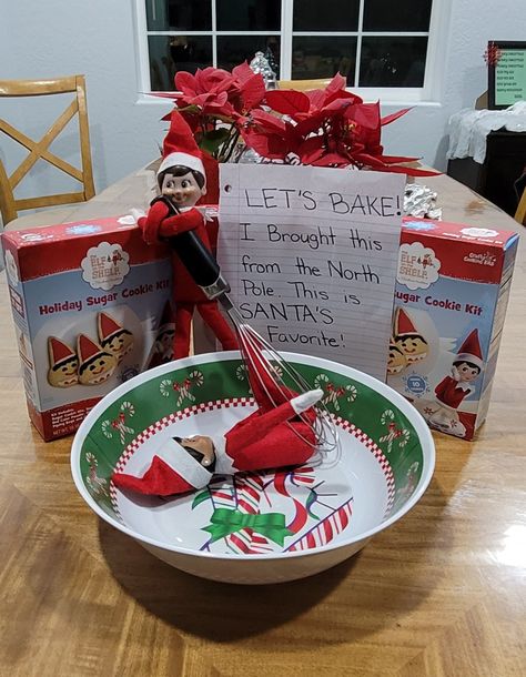 Elf On The Shelf Cookie Decorating Ideas, Cookie Elf On The Shelf, Elf On The Shelf Bake Cookies, Elf Baking Cookies, Baking Elf On The Shelf, Elf On The Shelf Duo Ideas, Elf On Shelf Baking Ideas, Elf On The Shelf Baking Cookies Ideas, Elf Baking Ideas