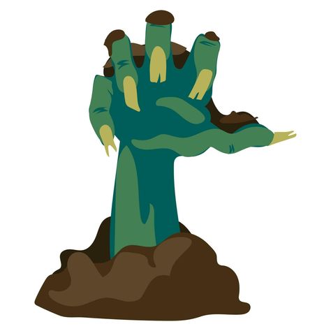 Scary zombie hand crawling out of the ground on a white background, Halloween holiday - vector illustration. A green rotten hand in the sand climbs out of the grave. Scary and broken Zombie Pose, Scary Zombie, Background Halloween, Zombie Hand, Art References, The Sand, Zombie, Vector Art, Art Reference