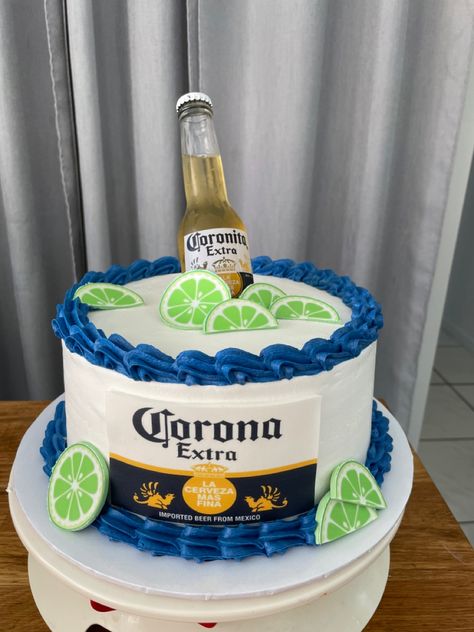 Coronita, corona beer cake Modelo Beer Cake, Beer Themed Cake, Beer Bottle Cake, Alcohol Ideas, Liquor Cake, Modelo Beer, Bottle Cake, Birthday Cake For Him, Beer Cake