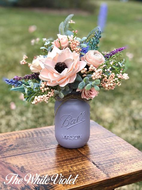 40+ Best DIY Mason Jar Flower Arrangement Ideas and Designs for 2021 Jar Flower Arrangements, Fake Flower Arrangements Diy, Diy Mason Jars, Mason Jar Flower Arrangements, Mason Jar Vase, Fake Flower Arrangements, Tattoo Plant, Spring Flower Arrangements, Diy Mason Jar