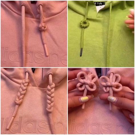 Learn how to tie sweater strings in simple steps! | sweater | Learn how to tie sweater strings in simple steps! | By Lilyon How To Tie Your Sweater Strings, Sweater String Tieing, How To Tie Sweater Strings, Shoe Laces Tying Techniques Step By Step, Different Prom Dresses, Tie Drawing, Dough Ideas, Fun Worksheets For Kids, How To Tie Shoes