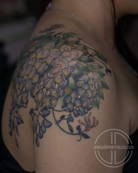 Wisteria Tattoo, Japanese Wisteria, Hummingbird Tattoo, Tattoo Inspo, Wisteria, Flower Tattoo, Tatting, Vines, Tattoo Ideas