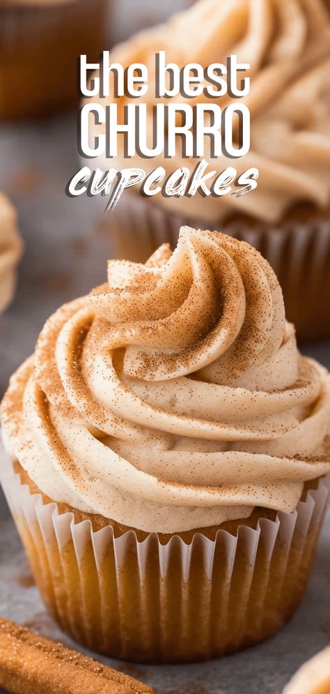 Churro Cupcakes with Cinnamon Cream Cheese Frosting [60 Minutes] – Chasety Cereal Cupcakes, Churros Dessert, Churro Dessert, Churro Cupcakes, Oreo Bars, Cupcakes Love, Love From The Oven, Churros Recipe, Pear Cake