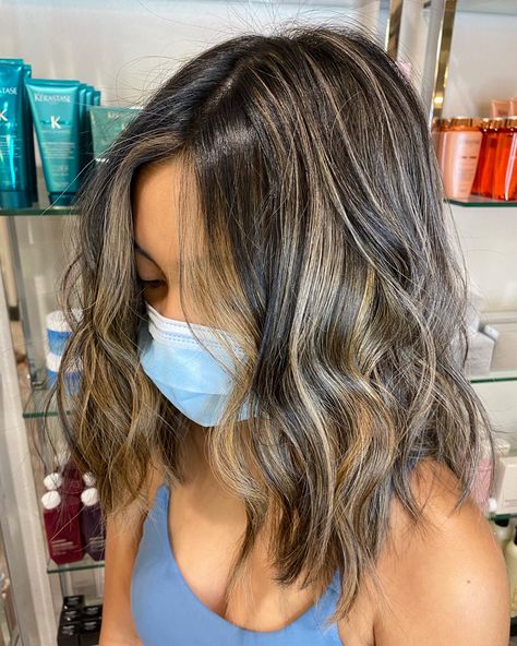 Dark Root Highlights Brunettes, Dark Hair Turned Blonde, Add Highlights To Dark Hair, Balayage From Roots, Carmel Highlights On Brown Hair Short Hair, Transition From Dark To Light Hair, Rooted Highlights On Dark Hair, Going Lighter From Dark Hair, Going From Dark To Light Hair