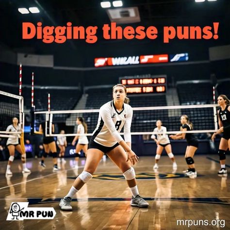 100+Volleyball Puns: Spiking Up Fun with Net-Worthy Humor Funny Volleyball Posters, Volleyball Puns, Volleyball Chants, Volleyball Terms, Volleyball Jokes, Funny Volleyball, Volleyball Posters, Volleyball Memes, Volleyball Practice