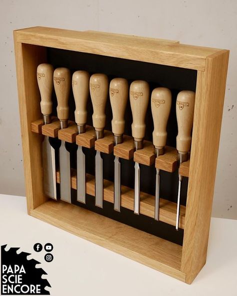 Chisel Storage Ideas, Chisel Rack Woodworking, Chisel Organizer, Wood Lathe Tool Storage Racks, French Cleat Chisel Holder, Clamp Storage Rack, Clamp Storage Rack Workshop, Chisel Storage, Chisel Rack