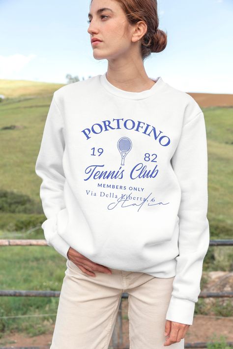 Tennis Club Sweatshirt Retro Vintage Crewneck Trendy Oversized Sweater Sport Aesthetic Jumper Old Money Clothing Gift For Tennis Player Old Money Jumper, Tennis Club Sweatshirt, Old Money Clothing, Tennis Crewneck, Tennis Sweatshirt, Money Clothing, Retro Tennis, Sport Aesthetic, Vintage Tennis