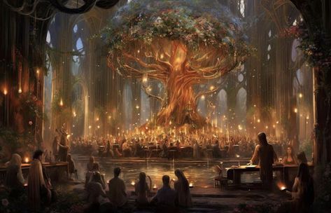 Elven Kingdom Concept Art, Faerie Court Aesthetic, Elven House Concept Art, Elven Kingdom Fantasy Art, Elf Kingdom Fantasy Art, Elven City Fantasy Art, Elven City Concept Art, Seelie Court Aesthetic, Fae Court Aesthetic