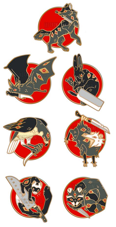 Aesthetic Enamel Pins, Cool Pins Enamel, Collar Enamel Pins, Crow Familiar Art, Dnd Enamel Pins, Animal Enamel Pins, Crow Enamel Pin, Chibi Enamel Pin, Types Of Pins