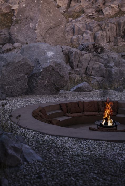 Carl Gerges, Concrete Ceiling, Timber Beams, Wall Borders, Old Rock, Dry Stone, Natural Rock, Outdoor Fire, Outdoor Fire Pit