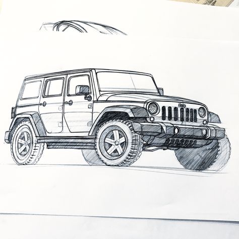 Jeep Wrangler sketch by baaam7991 Jeep Wrangler Tattoo, Jeep Wrangler Drawing, Sports Car Sketch, Jeep Sketch, Cars Artwork, Jeep Drawing, Jeep Wrangler Girl, Auto Jeep, Pencil Drawings Of Girls