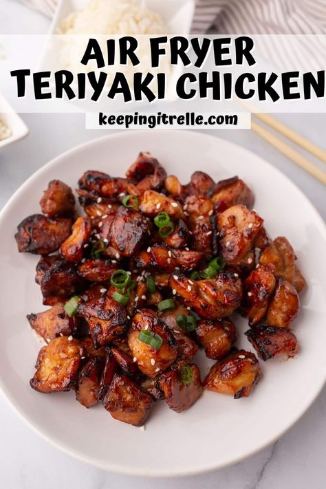 Easy Teriyaki Chicken Air Fryer, Teriyaki Chicken Airfryer, Teriyaki Chicken Crispy, Air Fryer Asian Chicken Bites, Ninja Foodi Teriyaki Chicken, Teriyaki Chicken Bites Air Fryer, Air Fryer Recipes Full Meal, Air Fryer Chicken Stir Fry Recipe, Chicken Stir Fry Air Fryer Recipes