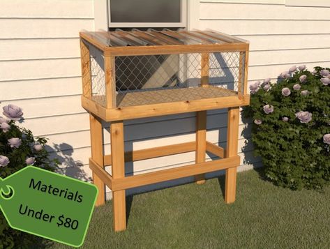 10 Catio Plans That Are Purrfect for Indoor Cats Diy Small Window Catio, Cat Window Box Outdoor, Window Box For Cats, Small Window Catio, Catio Window Attachment, Small Catio Ideas Cat, Catio Plans How To Build, Window Catio Diy, Simple Catio Plans