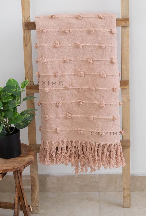 Pink Throw Blanket, Bedroom Throw, Boho Throw Blanket, Pink Dogwood, Pink Throw, Cute Blankets, Sofa Throw Blanket, Pink Blanket, Cotton Throw Blanket