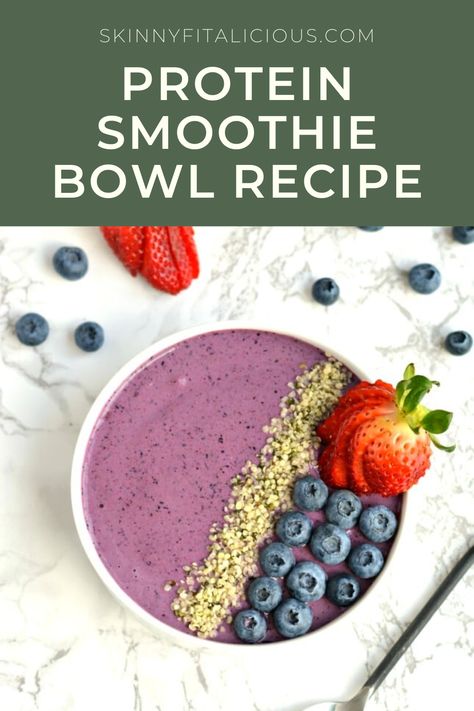 Protein Smoothie Bowl Recipe is healthy, gluten free and lower calorie! Protein Smoothie Bowl Recipe, Protein Smoothie Bowl, High Protein Smoothies, Protein Bowls, Healthy Low Calorie Meals, Workout Recovery, Calorie Recipes, Refreshing Food, Healthy Gluten Free Recipes