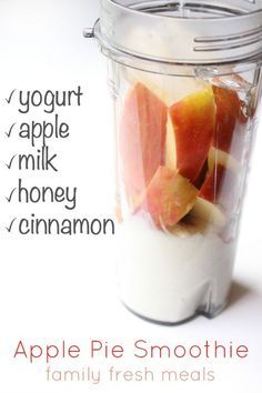 Apple Pie Smoothie - Ingredients List Smoothie Ingredient List, Healthy Apple Pie Smoothie, Healthy Apple Pie, Apple Pie Smoothie, Menu Sarapan Sehat, Smoothies Vegan, Resep Smoothie, Family Fresh Meals, Smoothie Detox