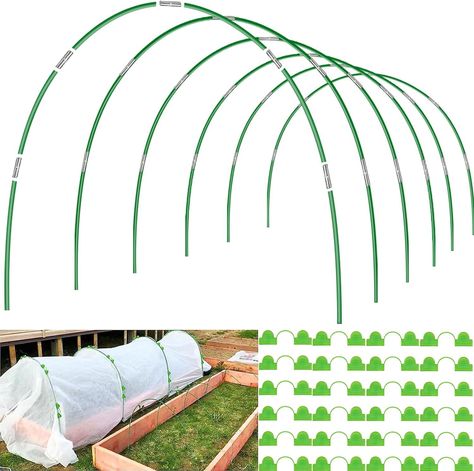 PRICES MAY VARY. Garden Hoops for Raised Beds: You are no strangers to voracious critters, disease-ridden bugs and winter harsh weather conditions. FuBegi garden tunnel hoops helped to provide the protection your veggies needed, improving the quality of your harvests big time! You will have a lot fewer problems with insects eating your crop as well as the sun scorching the tender leaves. Squirrels and birds were kept at bay and you didn’t have to worry about damage from frost and freeze on those Raised Bed Greenhouse, Garden Tunnel, Garden Tool Holder, Garden Netting, Row Covers, Greenhouse Plants, Rare Occasions, Support Plante, Plant Covers