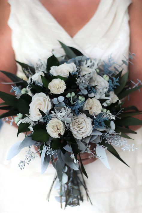 Dusty Blue Slate Blue Steel Blue Ivory and Gray Dried | Etsy Slate Blue Wedding, Swan Wedding, Nh Wedding, Preserved Eucalyptus, Blue Wedding Bouquet, Blue Wedding Flowers, Dusty Blue Weddings, Preserved Roses, Wedding Flower Arrangements