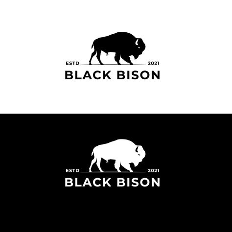 Bison Logo Design, Buffalo Logo Design, Bison Logo, Buffalo Logo, Logo Ideas, Vector Logo, Vector Design, The Black, Vector Art